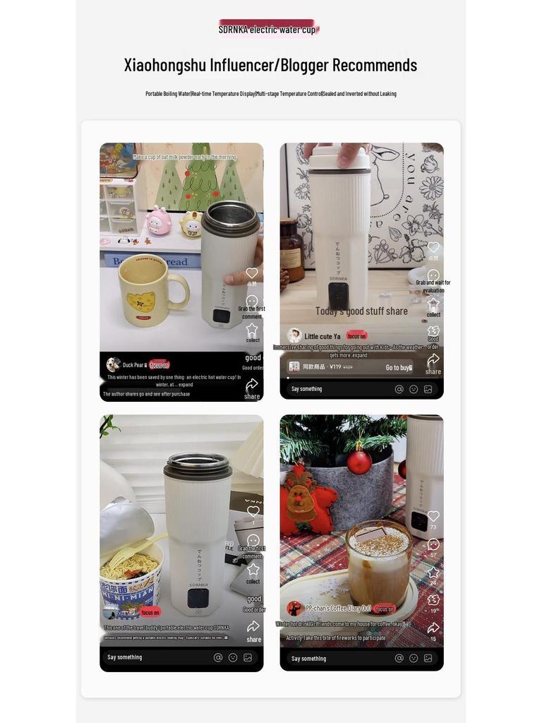 Japan SDRNKA Portabel Elektrisk Resevattenkokare - Vattenkokning och Uppvärmning Isolerad Kopp med Konstant Temperaturkontroll