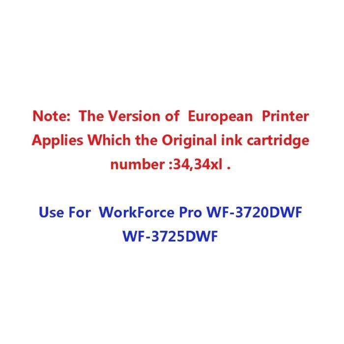 Cartouche 4Pack 1SET Cartouches d'encre compatibles pour Epson 34 XL WorkForce Pro WF-3720DWF WF-3725DWF cartouche d'encre T3471