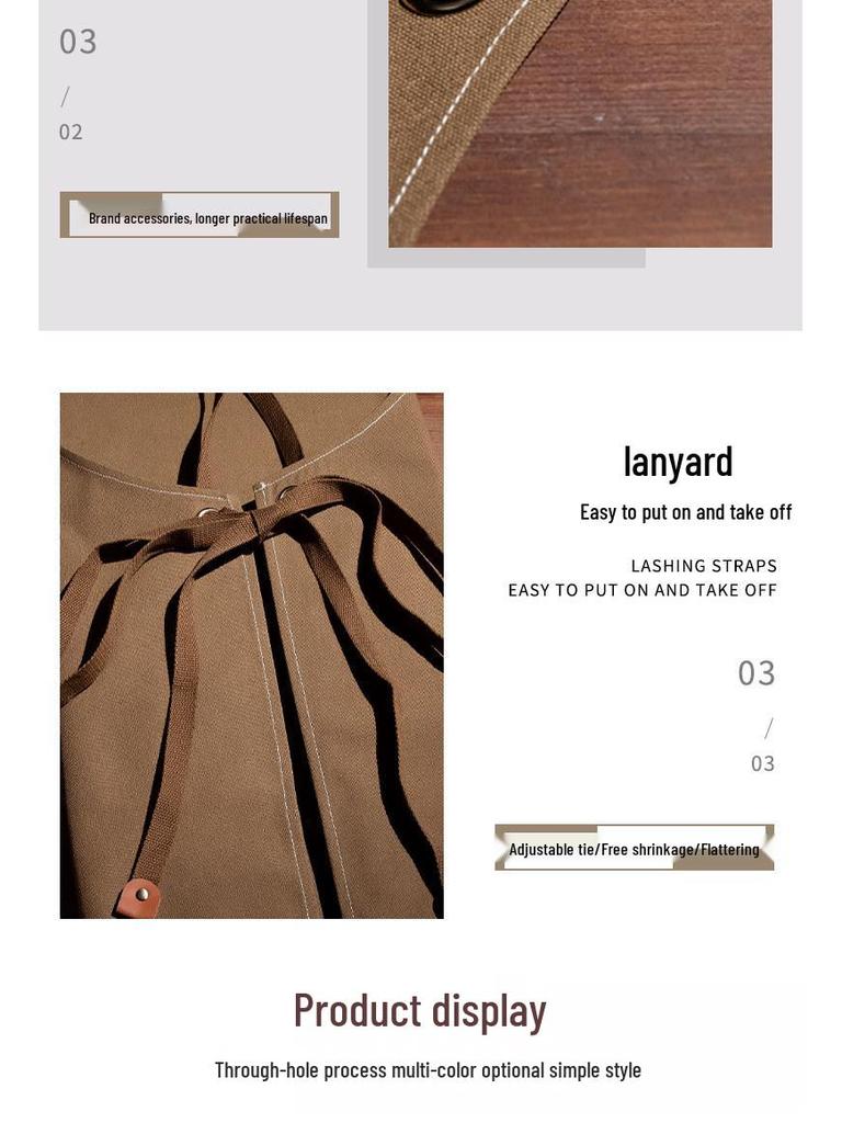 Waterproof Canvas Waist Apron with Logo Printing for Cafes and Restaurants