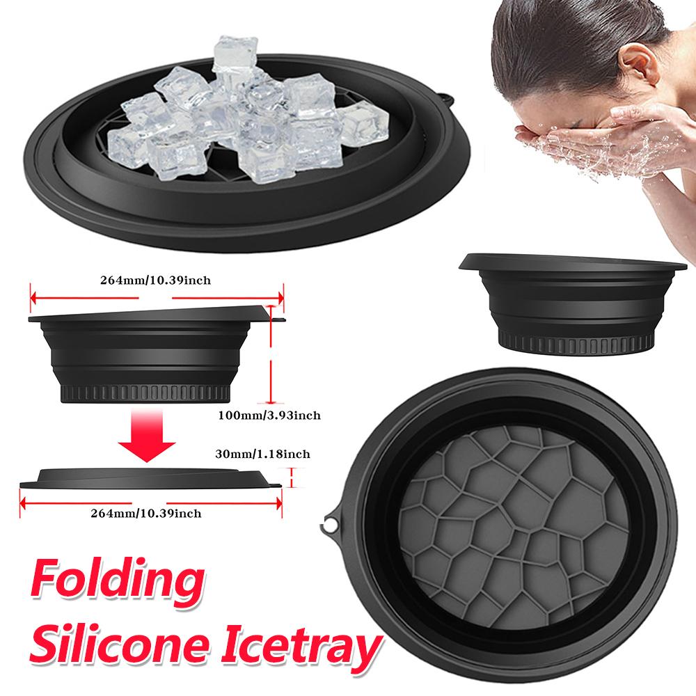 Foldable Ice Basin Space Saving Silicone Icetray Low/High Temperature Resistant Portable Skincare Basin for Skin Tightening