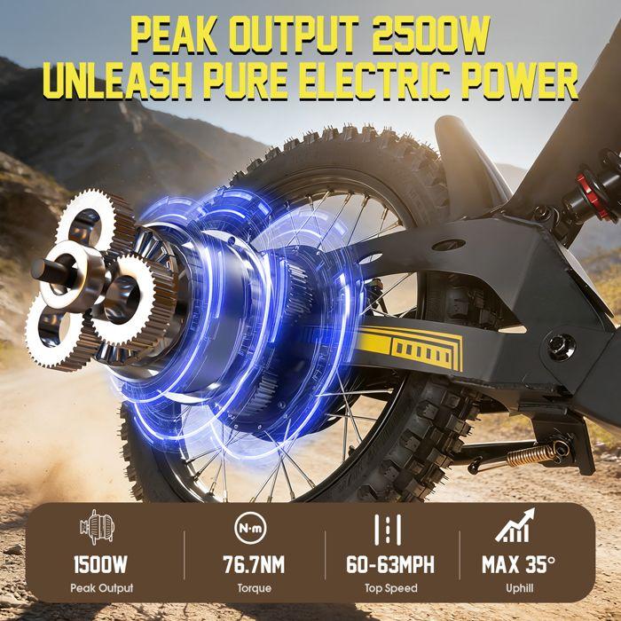 Elektrische crossmotor RICH BIT V9 Ultra 1500W, 48V 20Ah batterij, 17 inch banden, actieradius 35-50km volwassene offroad