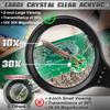 10X 30X Large Magnifying Glass with Light and Stand, 5-inch LED Desk Lamp for Reading Craft Hobby Close Work