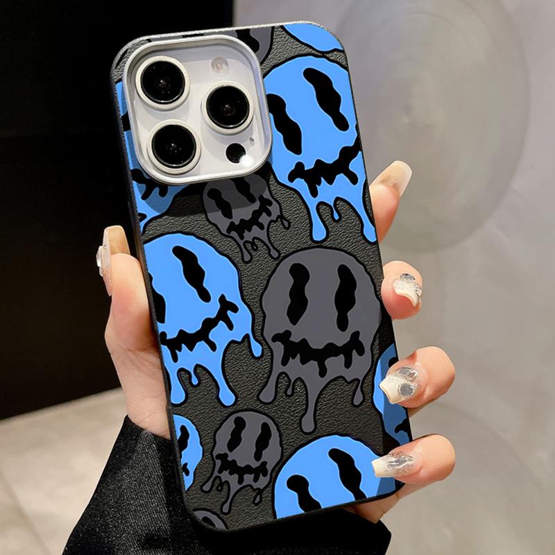 

Ghost Skeleton Phone Case For iPhone 16 16e 15 Pro Max 14 13 12 11 ShockProof Magnetic Leather Texture Silicone Case Cover iPhone 16 чорний
