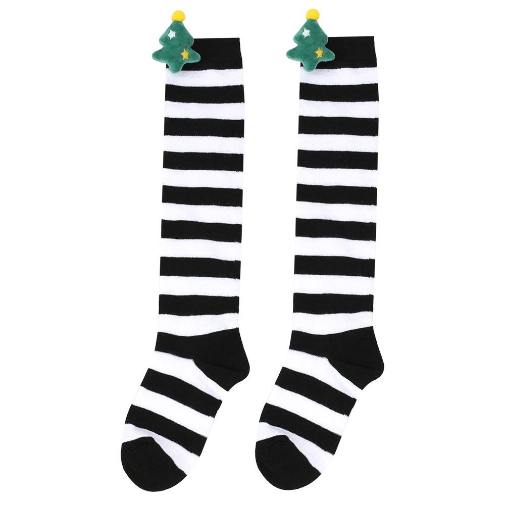 Cute Plush Christmas Socks For Kids Over The Knee Striped Cartoon Toy Socks