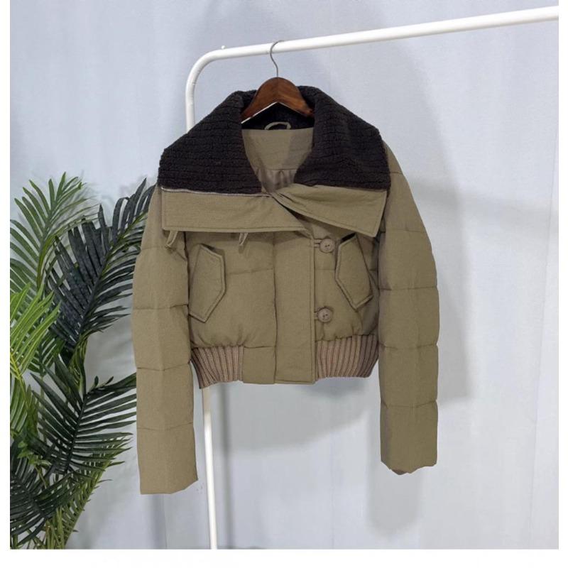 

Winter new design lamb wool lapel thickened short bread clothes cotton coat tide L хакі