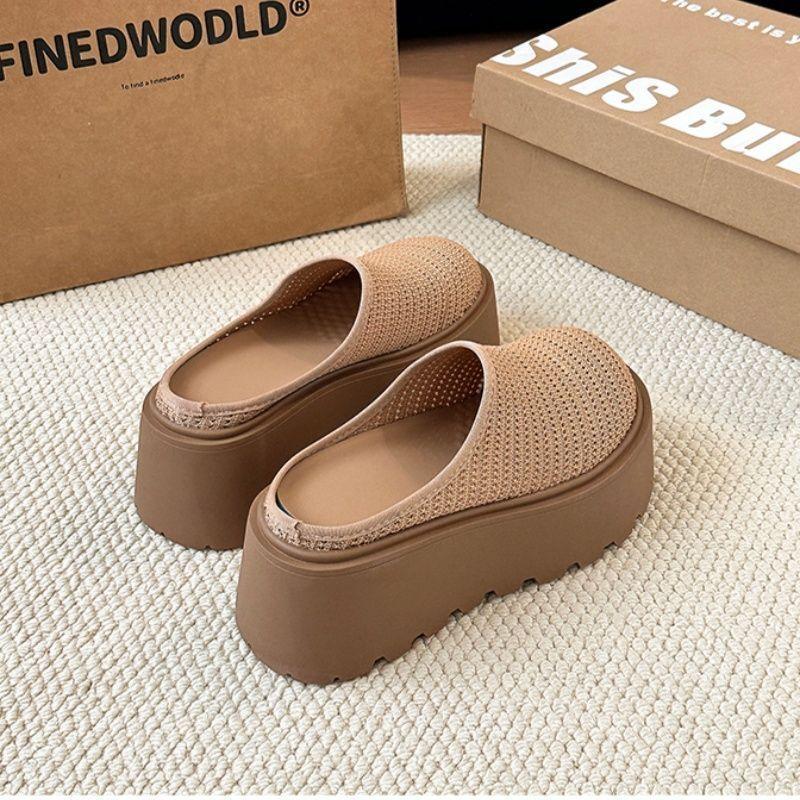 Thick bottom heightening lazy Boken slippers women's 2025 summer new Korean version fashion casual bag head half slippers outer wear