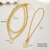 Retro Cuban Necklace Set: High-End Simple OT Buckle Necklace with Embossed Round Disc Pendant