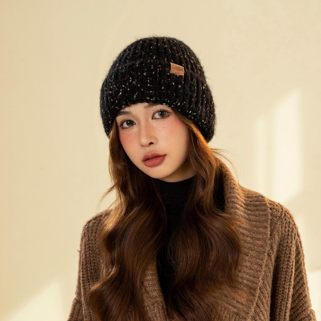 Knitted wool hat winter thickened warm ear protection pullover hat fashion casual versatile big head circumference cold hat