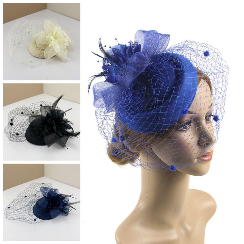 Mesh Dots Small Fedoras Headwear Headband Flower Veil Hair Clips Women Mini Mesh Hat  Dinner Party