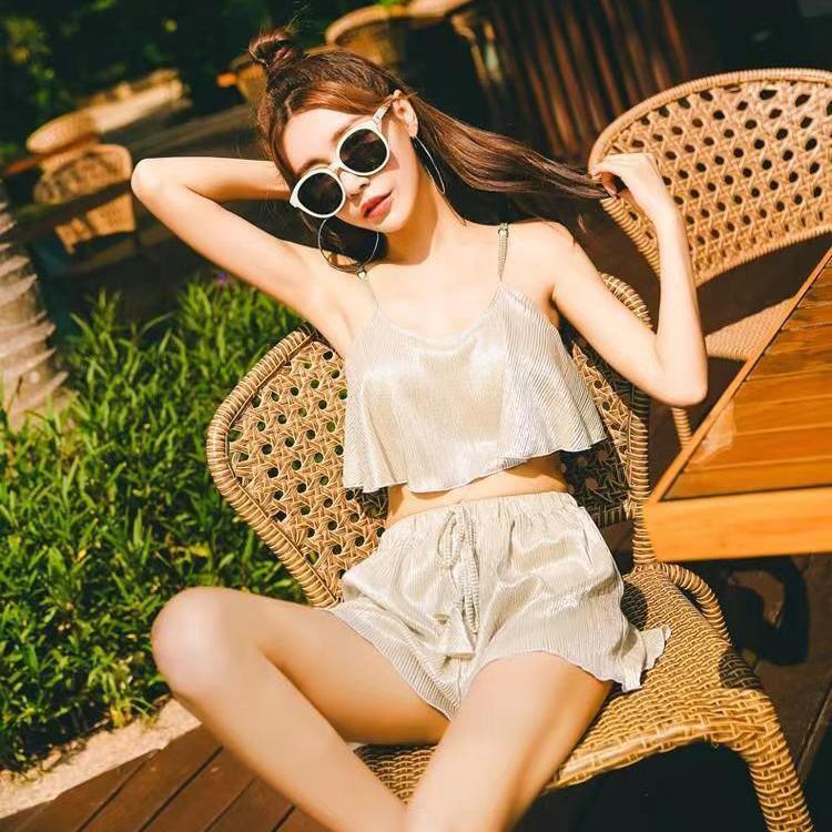 

Korea Dongdaemun Loose Split Camisole Two-Piece Slimming Swimsuit with Tummy Control M