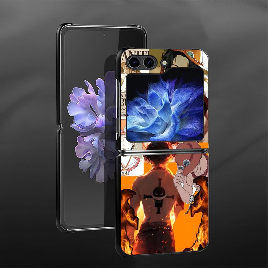 

One Piece Ace Art Back Phone Cover Funda Case for Samsung Galaxy Flip6 Flip5 Z Flip 7 6 5 4 3 Flip4 Flip7 FE Flip3 Galaxy Z Flip5