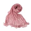 Mode Effen Kleur Zijden Sjaal Gerimpelde Rand Glanzende Zonwerende Sjaal Lange Chiffon Hoofddoek Buiten