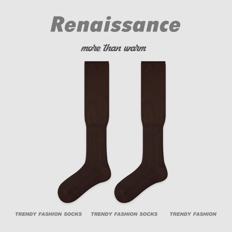 

Женские осенне-зимние универсальные однотонные бесшовные хлопковые носки-гольфы выше колена 1 pair