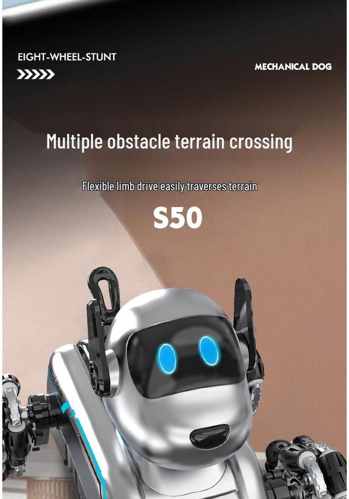 Eight-Wheel Stunt Robot Dog: Gesture-Sensing Remote Control Toy for Kids