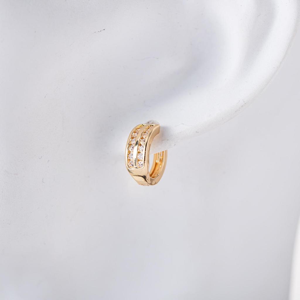 Vergoldete Retro-Design-Ohrringe für Damen mit Zirkonia-Steckern