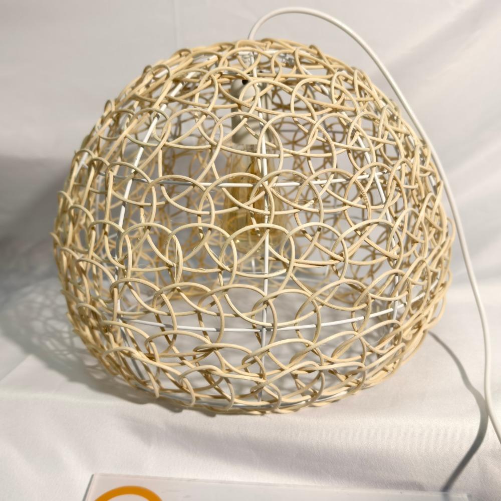 25cm Rattan Chandelier Round Bird's Nest House Straw Hat Bamboo Weaving Lamp Creative Pastoral Retro Balcony Restaurant Lamp