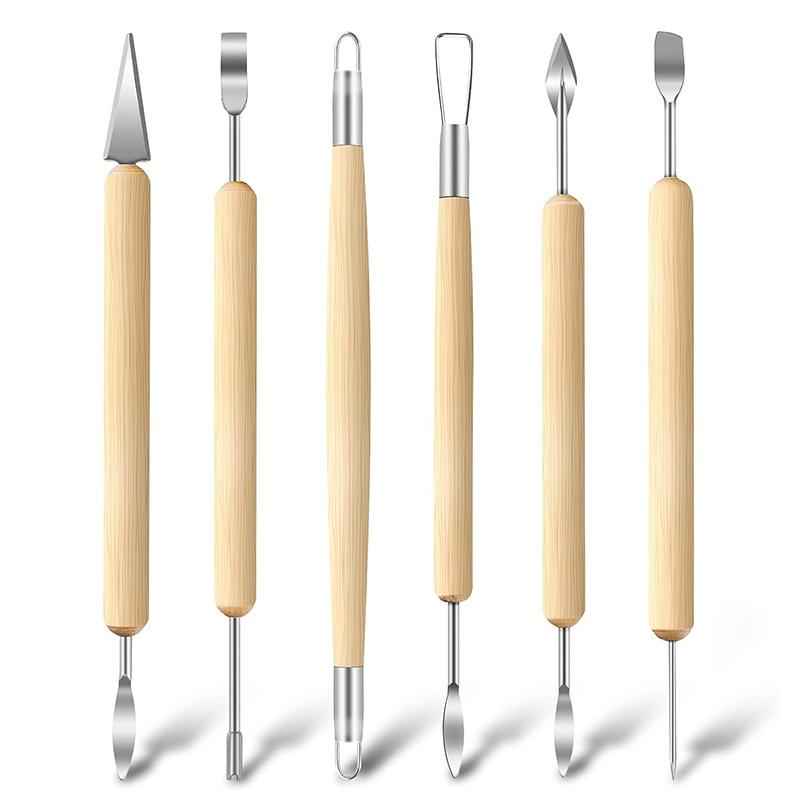 6-piece clay tool kit, pottery tools and carving tools, polymer modeling clay cutter sculpture set for carving, ceramics molding