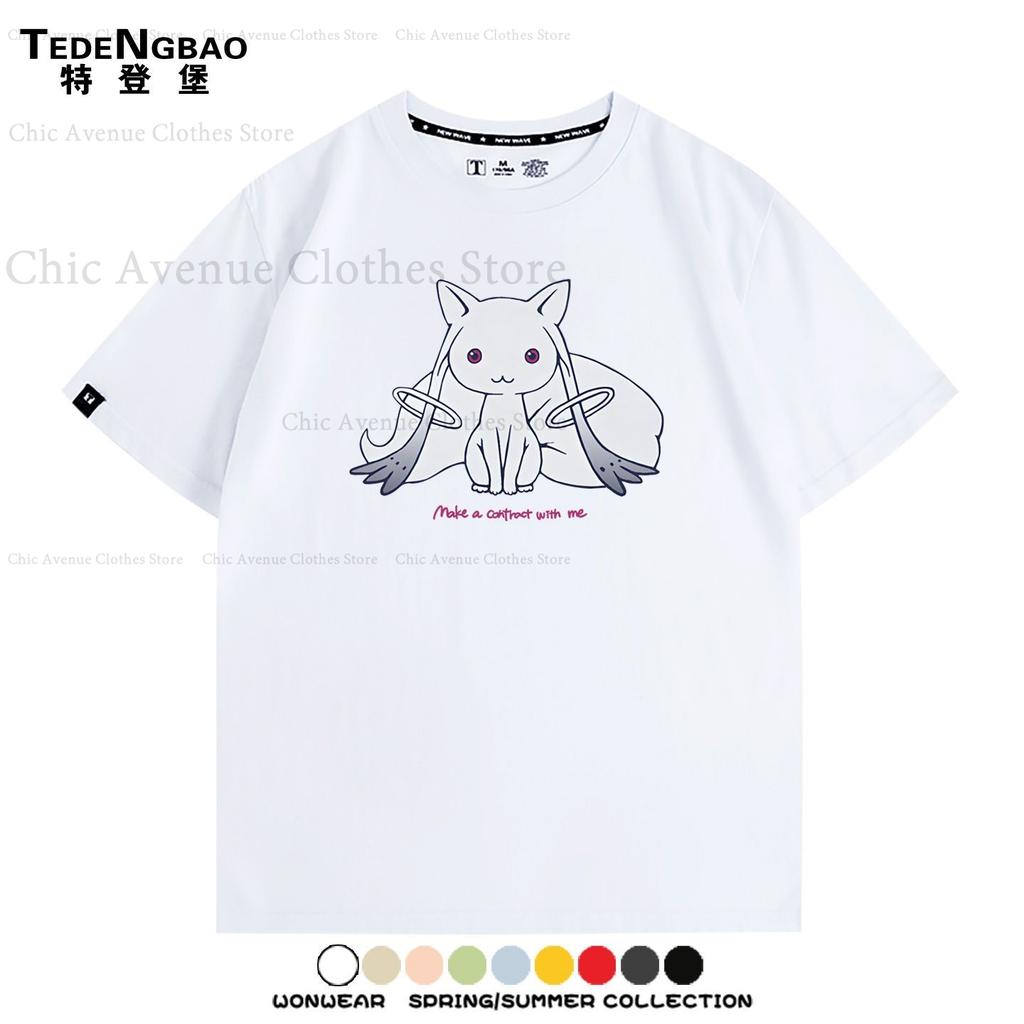 Anime Magica Quartet Kawaii Incubator Print Tshirt for Girl Summer Tops Cotton Short Sleeve Tee Tshirt Daily Clothing