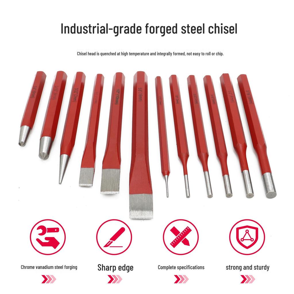 12-Piece Masonry & Woodworking Punch and Chisel Set