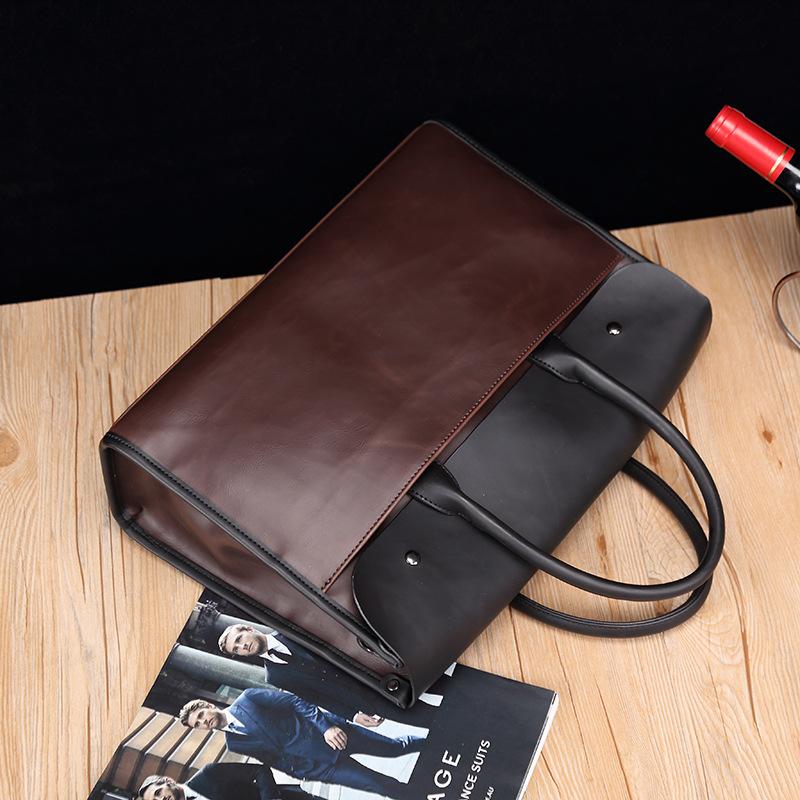 Crazy Horse Leather Men's Bag Retro Briefcase Business Men's Handbag Horizontal One-shoulder Diagonal Computer Bag