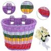 4pcs/Set PE Rattan Wicker Bicycle Front Storage Basket+Bell+Tassel +Sticker Kid Adult Adjustable Handwoven Bike Handlebar Basket