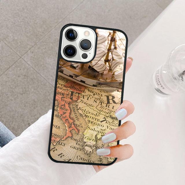 Ancient Sea Ship Map Phone Case Cover For iPhone 17 Air 15 16 14 13 12 Pro Max 11 Pro Max Plus Coque Shell