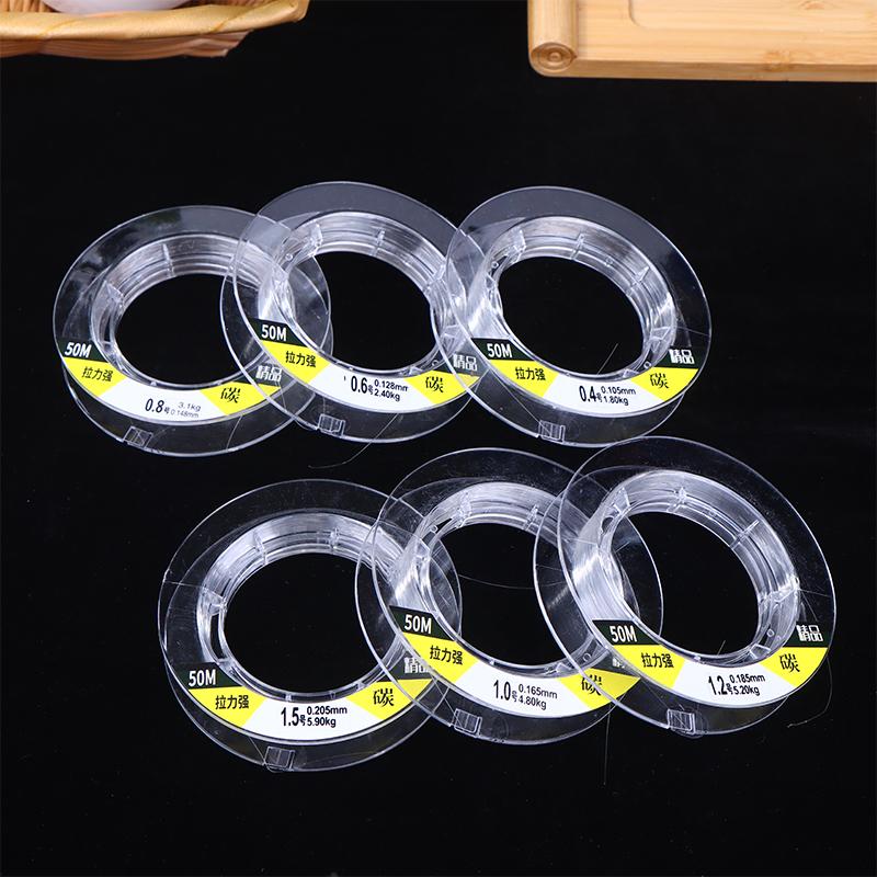 Pure Carbon Fishing Line 50M 0.4Mm-1.5Mm Sinking Line Carbon Fiber Leader Fishing Line Invisible Power Fishing Accessories