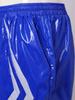 Mens Waterproof Swim Trunks Pockets Color Blocking Stripes Elastic Waistband Athletic Bottoms