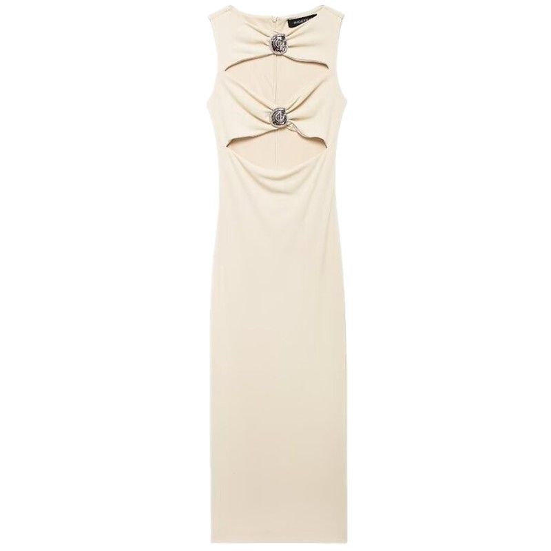 

Fashion Style 2024 Autumn New Women s Stylish Silm Cut Out Sleeveless Long Dress 8338249 Figure Color L