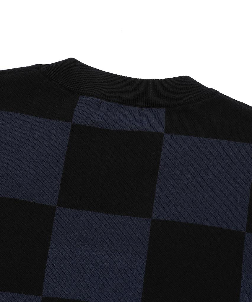 BEENTRILL Classic Checkerboard Oversized Knit (Dark Navy)