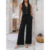 Casual Vacation Solid Color Vest Wide-leg Trousers Set