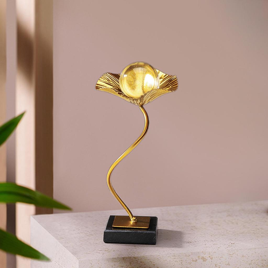 Ball Ornament Figurine Sculpture Home Collectible Birthday Metal Leaf Statue
