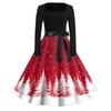 Women's Casual Christmas Print Square Neck Vintage Dress for Holiday Party and Everyday Wear