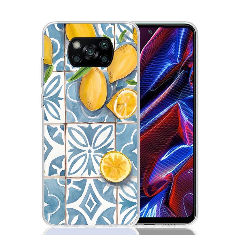 Mediterranean Lemon Phone Case For Xiaomi Poco F7 Ultra X7 X6 Pro X5 Redmi 15 15C 13 13C 12 12C 10 10A 10C 9 9A 9C 9T Shell Poco