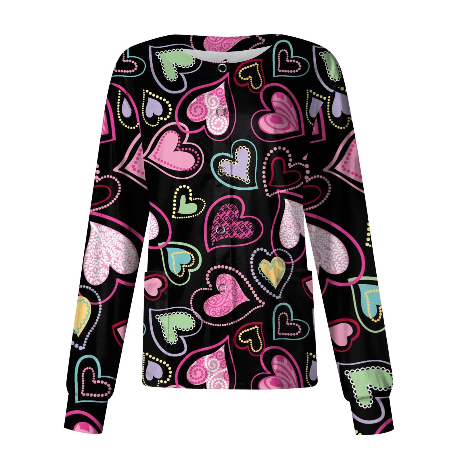 

Женский повседневный однобортный однобортный костюм с длинными рукавами и принтом на День святого Валентина, топ-кардиган L чёрный