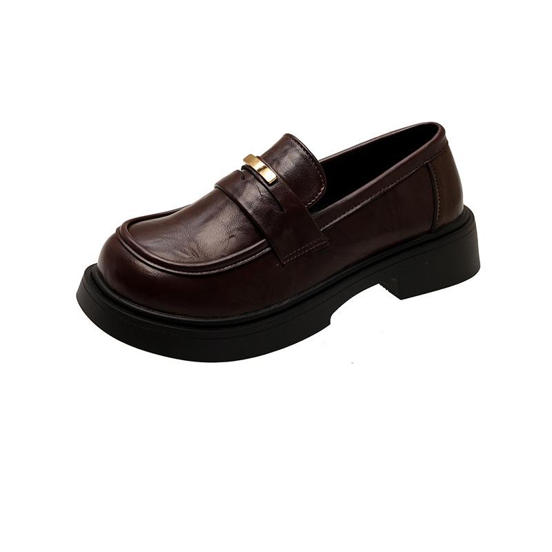 

Thick-soled heightened loafers women s 2025 spring new British-style retro versatile one-foot lazy leather shoes 40