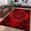 Red and Black Floral Pattern Carpet, Modern Decorative Room Rug Suitable for use as an anti-slip for living room bedroom sofas
