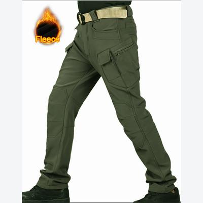 Pantaloni in pile da uomo con tasca a patta invernali, gamba dritta, larghi, casual, da lavoro per arrampicata