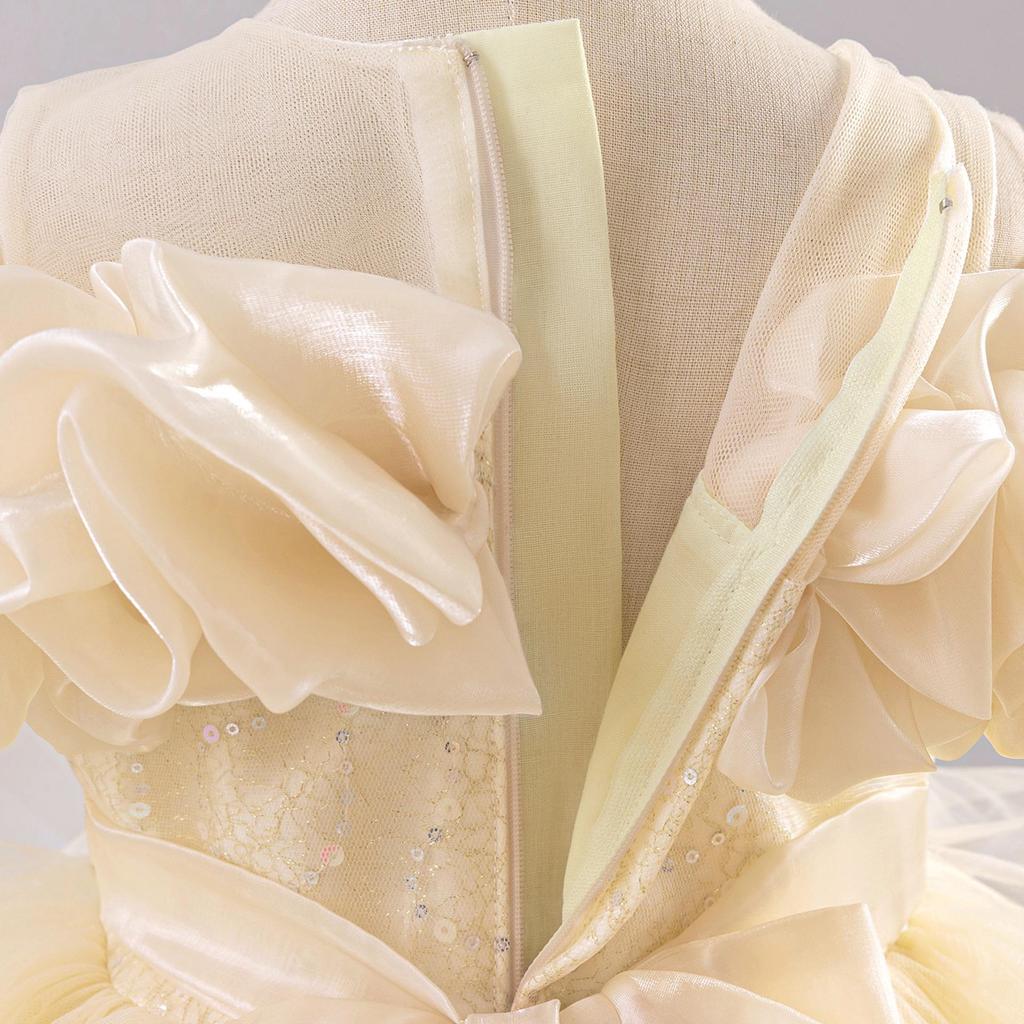 Nuovo Abito da Principessa Formale per Bambine - Abito da Sera con Gonna in Tulle Gonfia