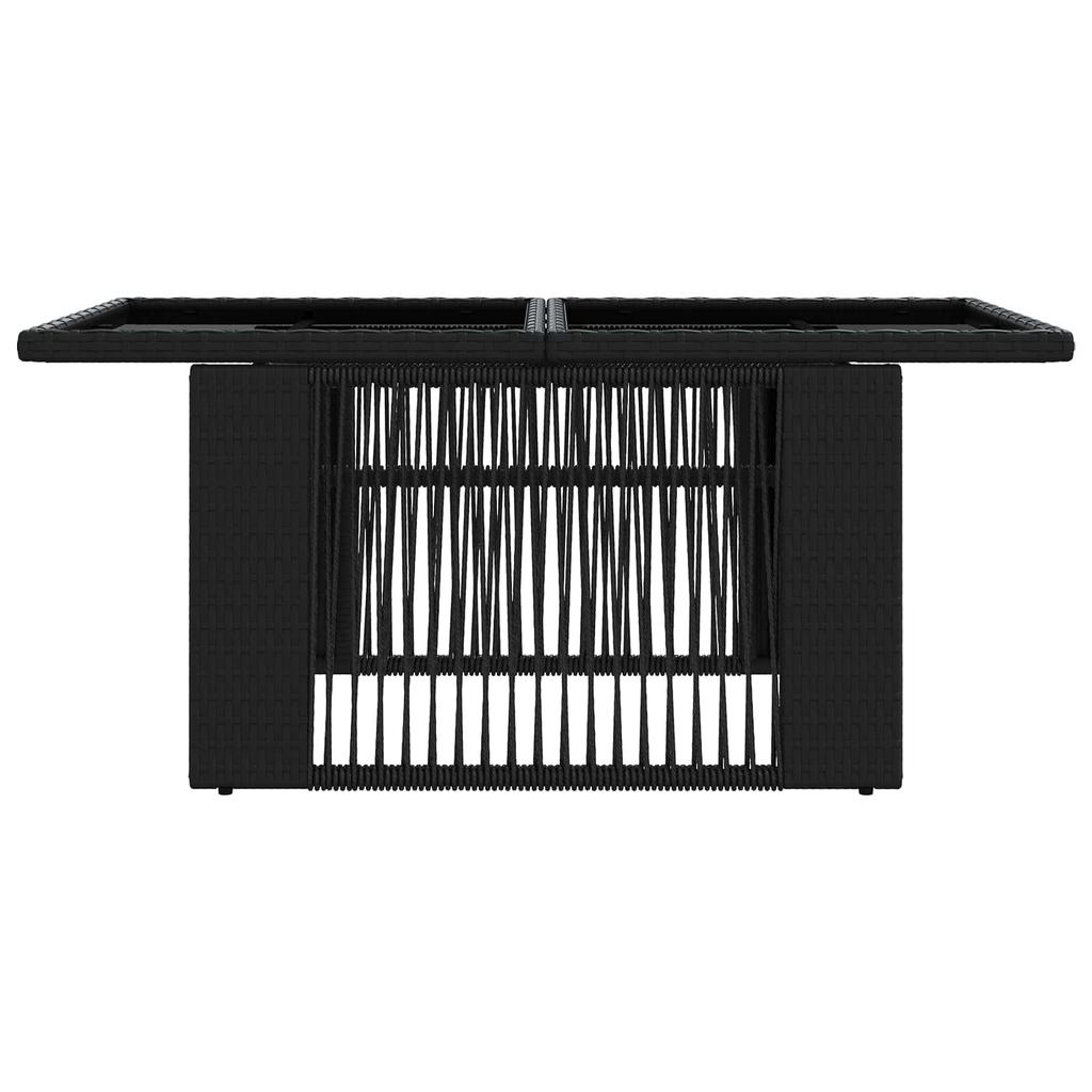 Garden Table Black 100 x 55 x 37 cm PE Rattan and Glass