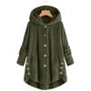 Women's Fashion Solid Color Pocket Button Hooded Loose Casual Plush Jacket