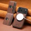 Leather Phone Case for iPhone 17 Pro Max Air 16 Plus 15 14 13 12Pro Magnetic Charging Detachable Card Slot Wallet Holder Cover