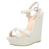 Offene Zehenpartie Knöchelriemen Plateau Keilabsatz Damen Sandalen 14cm Super Hohe Absätze Gladiator Damen Schuhe