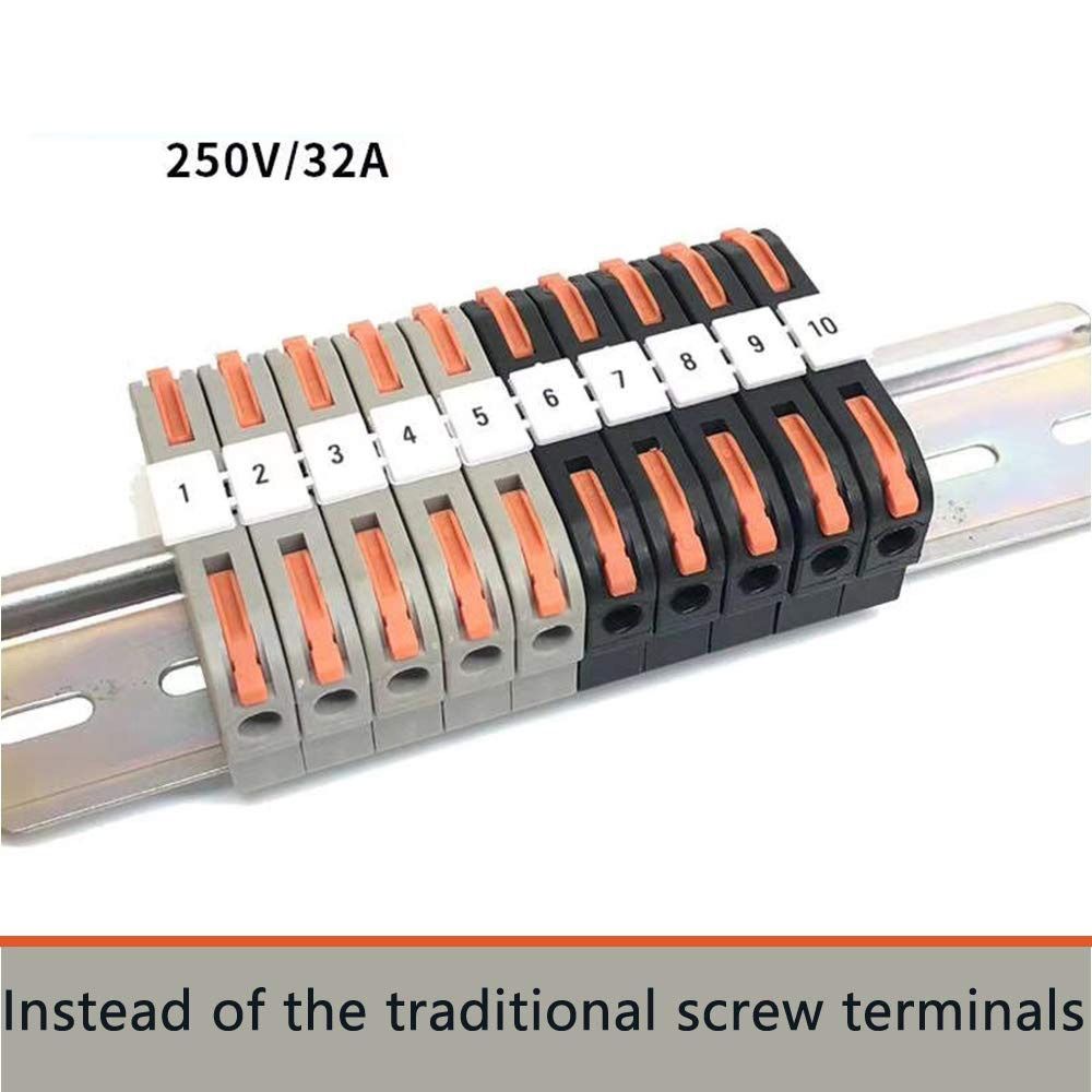 20PCS Universal DIN Rail Terminal Blocks Kit 32A 400V Wire Wiring Connector  Circuit Inline