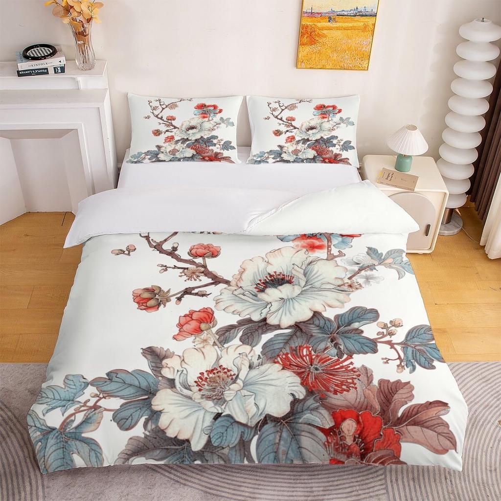 Chinese Style Duvet Cover Sets for Kids Teens Adults Lightweight Quilt Covers Chinese Culture Bedding Set Bedroom Decor No Quilt