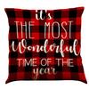 Red Plaid Elk Deep Forest Christmas Pillow Cover Home Sofa Cushion Cover