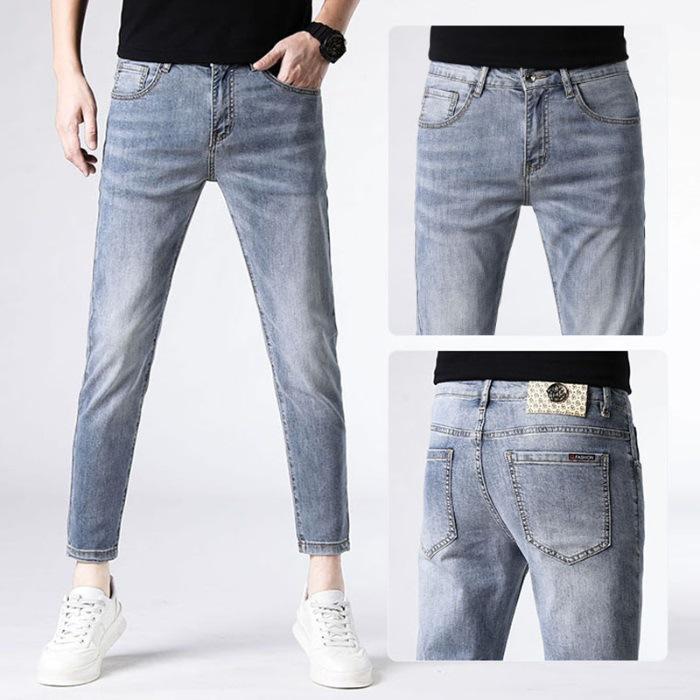 

Men s Spring and Summer Slim Feet Elastic and Versatile Casual 9-point Pants 38
