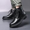 Höga herrskor i läder Mångsidiga stilar för höst och vinter Fritid Affärer Kontor Vardaglig utomhus varm Svarta stövlar Ny