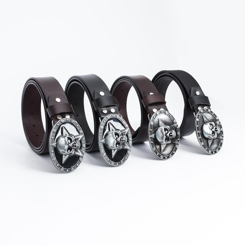 Retro Belt Skull Pentagram Fashion Trend Personality Youth Belt Cowhide Belt