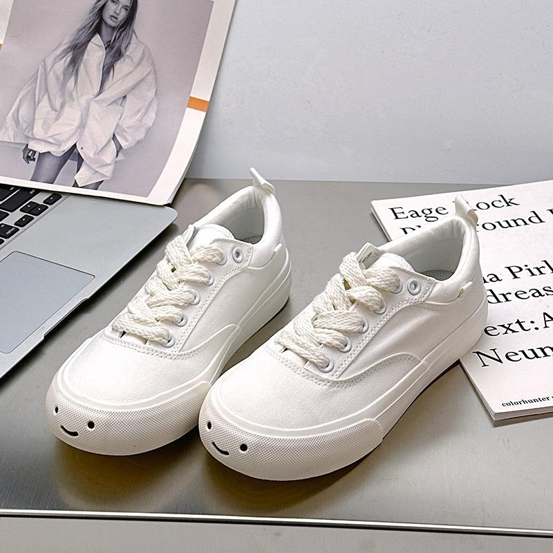 HY-2 Women's Casual Summer New Thin Fashion Super Versatile Cute Smile Board Shoes Soft Sole Easy To Wear